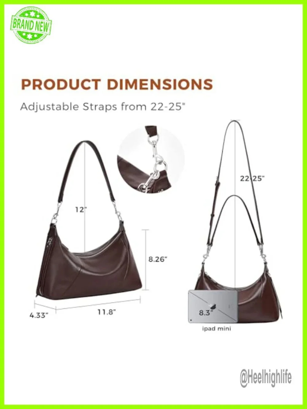 Genuine Leather Hobo Bag Minimalist Shoulder Crossbody Bag Work Travel